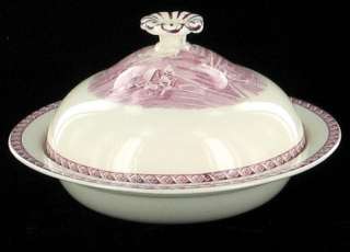 ANTIQUE WEDGWOOD LUGANO MULBERRY PURPLE RND BUTTER DISH  