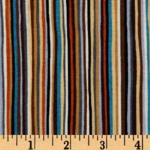  44 Wide Marcus Stripe Multi/Brown Fabric By The Yard 