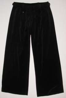   Black Velour Wide Leg Capri Lounge Pants Drawstring Tie Waist  