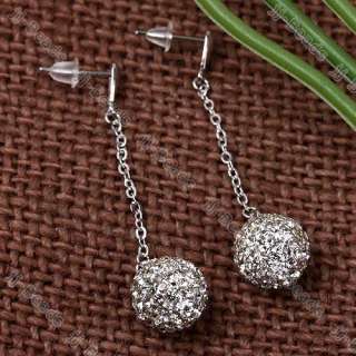 11 Color/Pair 925 Sterling Silver Czech Crystal Disco Ball Dangle 