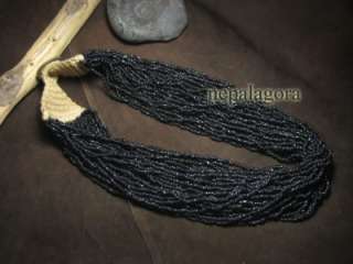   40 strand black color glass bead Banjara Gypsy Necklace COIN India