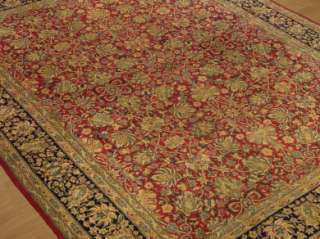   Fine Handmade Antique Persian Laver Kerman Wool Rug _Excell Condition