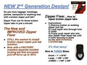Zipper Fixer Repair 2pc Pull Any Size Fast Shipping  