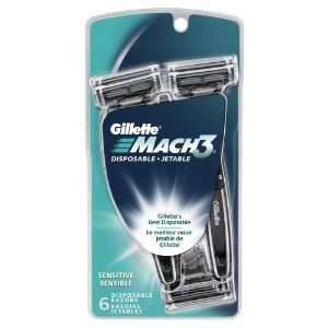  Gillette Mach3 Sensitive Disposable Razor, 6 Count Health 