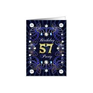  57th Birthday party invitation with a jewelled effect Card 