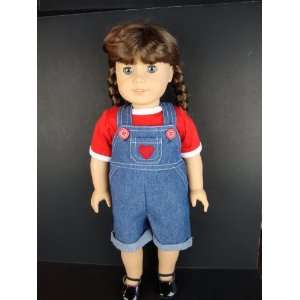  2 Pc Outfit Jean Overalls and Red T shirt Designed for 18 