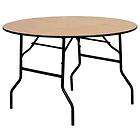 48 round wood folding banquet table with clear coated finished