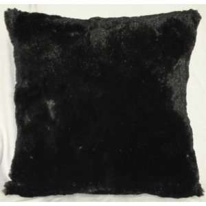 Faux Fur Mink Pillow Cushion Black 20 x 20