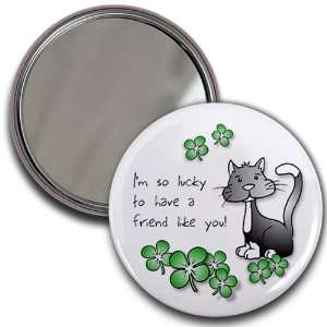  LUCKY KITTY CAT St Patricks Day 2.25 inch Glass Pocket 