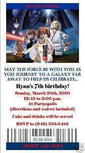 15 Star Wars LEGO Ticket Birthday party invitations  