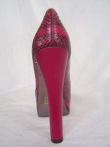 New BEBE Khloe RED Leather Snake Heels 5 6 7 8 9 10  
