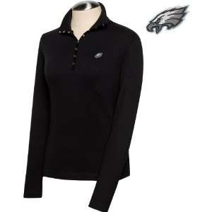   & Buck Philadelphia Eagles Womens Long Sleeve Mock Polo Extra Small