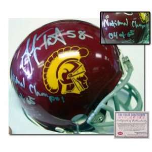 Lofa Tatupu USC Trojans Autographed Mini Helmet with 04 & 05 National 
