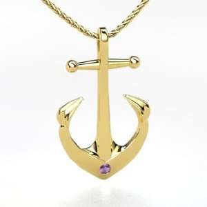  Anchor of Hope Pendant, 14K Yellow Gold Necklace with 