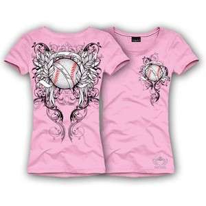 Katydid Pink Peace Love Baseball Rhinestone Shirt   M  