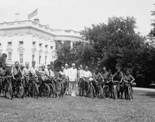 Description 1921 photo Harding & bicycle boys, 6/20/21