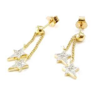   Earrings plated gold Etoiles Jumelles white golden. Jewelry