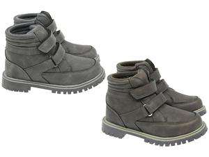KIDS CHILDRENS BOYS GREY & BROWN SCHOOL ANKLE BOOTS UK SIZES 8 2 