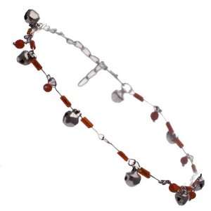  Kalyani Silver Orange Ankle Chain Jewelry
