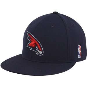 NBA adidas Atlanta Hawks Navy Blue Basic Logo Flat Brim Fitted Hat 