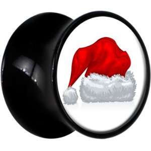  2 Gauge Black Acrylic Holiday Santa Hat Saddle Plug 