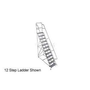   Grip 24W 15 Step Steel Rolling Ladder 10D Top Step