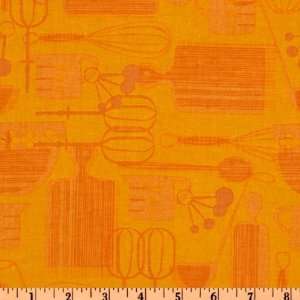 44 Wide Kitchy Kitchen Utensils Orange Fabric By The 