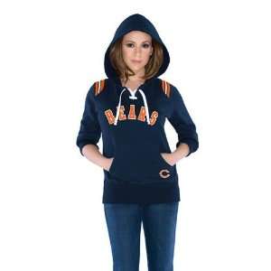  Chicago Bears Womens Laced Up Hooded Sweatshirt (Navy 