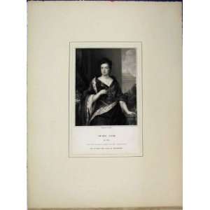 Portrait Queen Anne Kneller Earl Egremont Antique Print 