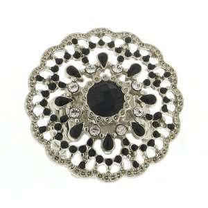  Black and Silver Art Deco Filigree Ring Jewelry