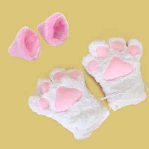   Gloves + Pink Cat Ears Hair Clips Hairpins Party Cosplay Toys & Games
