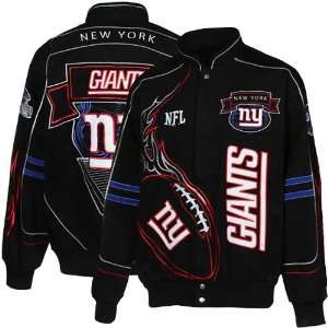 New York Giants Black On Fire Full Button Twill Jacket (Small)  