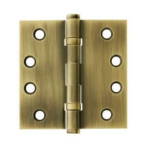   Solid Brass Ball Bearing Door Hinge With Button Tips in Antique Brass