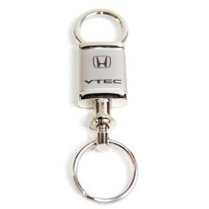 Honda VTEC Satin Chrome Valet Keychain with Detachable Ring Key Fob 