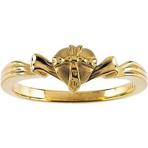  14K Yellow Gold Gift Wrapped Heart Chastity Ring Jewelry