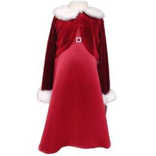  Girls Christmas Holiday Red/white Dress with Bolero 