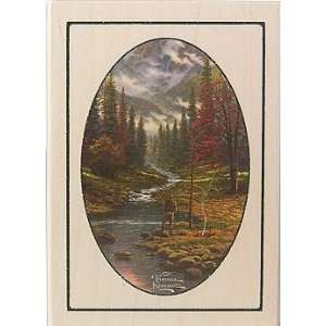 The Good Life Vignette THOMAS KINKADE Wood Mounted Red Rubber Stamp by 