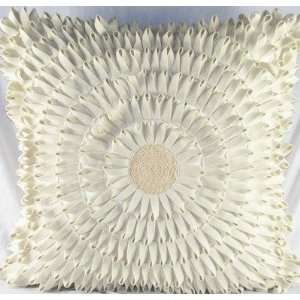   SAF 10956   Iv Felt Loop Sundial Pillow in Ivory