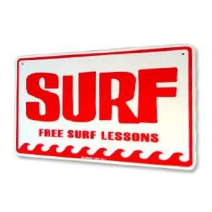 Free Surf Lessons Aluminum Sign