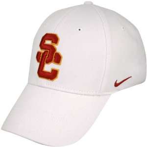  Nike USC Trojans White Swoosh Flex Fit Hat Sports 