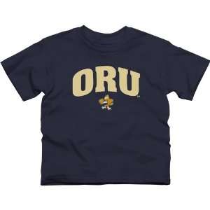 Oral Roberts Golden Eagles Youth Wordmark Logo T Shirt   Navy Blue 