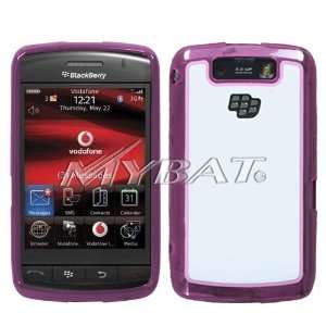 Solid White/Transparent Pink Gummy Cover for BlackBerry 9550 Storm 2 