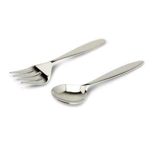    Krysaliis Sterling Silver Plain Baby Spoon & Fork set Baby