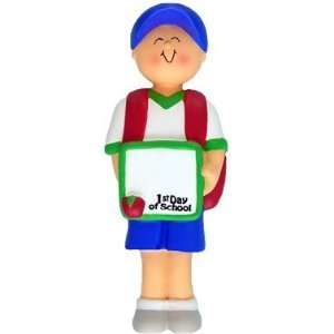 2251 First Day of School Boy Personalized Christmas Ornament  