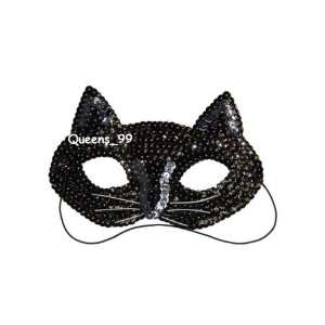   Sequin Black Cat Half Masquerade Ball Mask by H M Shop Toys & Games