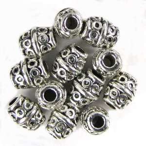  38 8mm silver plated pewter barrel beads S1