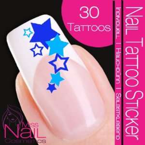  Nail Art Tattoo Sticker Star / Stars   blue / turquoise 