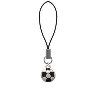   Silver Soccerball   Two Sided Cell Phone Charm Arts, Crafts & Sewing