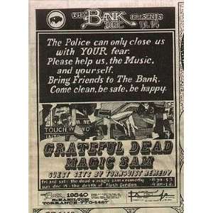  Grateful Dead Bank Magic Sam Concert Poster Ad 1968