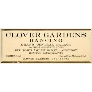 1923 Ad Clover Gardens Dancing Grand Central Palace   Original Print 